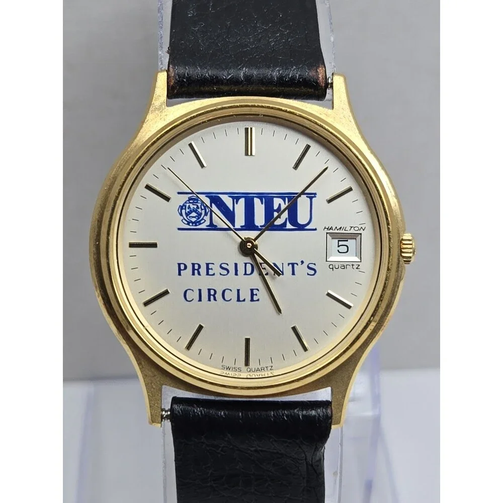 Hamilton 9812 NTEU Presidents Circle Swiss Quartz Date Watch New Battery Vintage